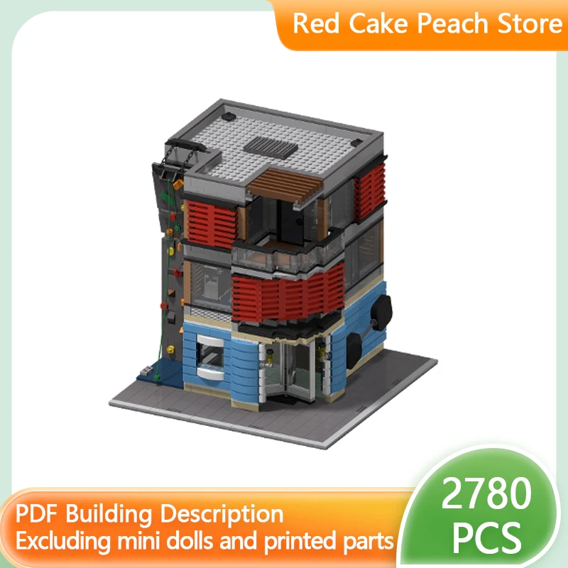 

Модель City Street View MOC, строительные кирпичи, городской уличный тренажерный зал, модульная технология, подарки, праздник, сборка, детские игрушки, костюм