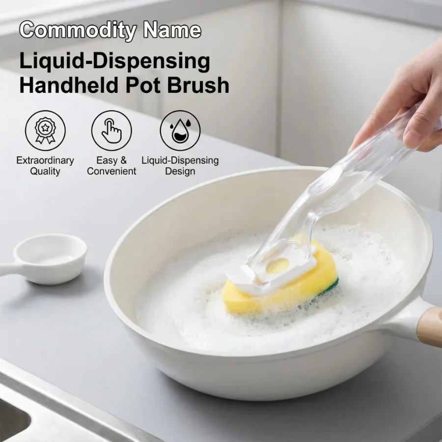 Durable Sponge Scrubber Brush - High-Efficiency Dish & Pot Cleaner for Time-Saving Home Kitchen Chores