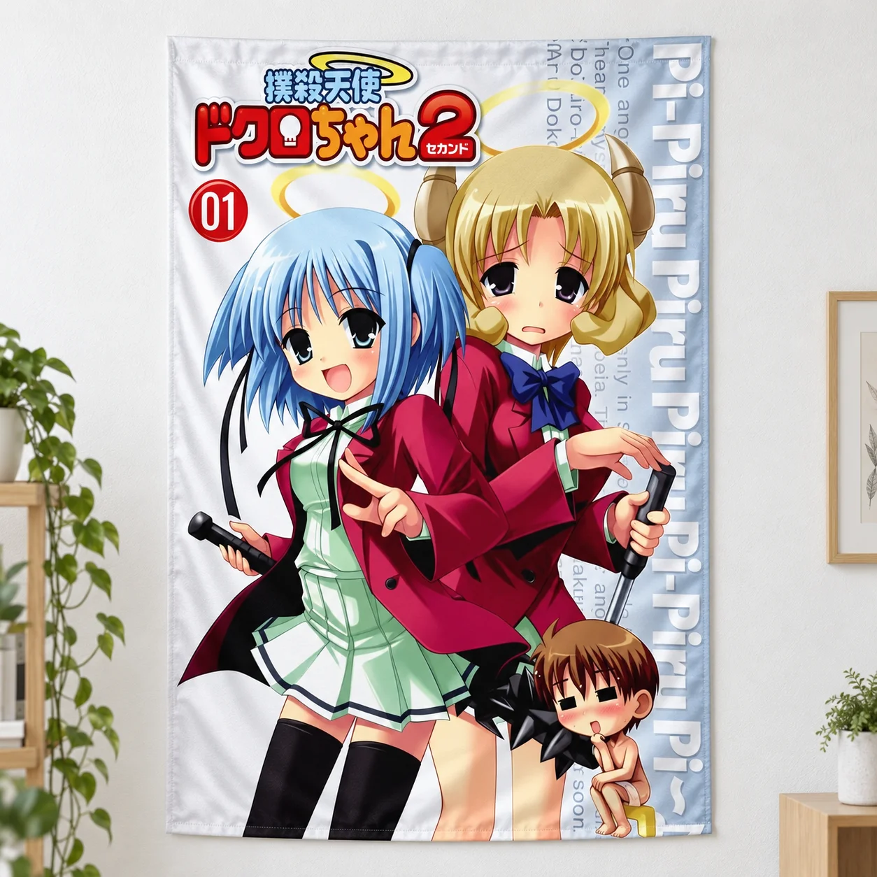 B-Bludgeoning Angel Dokuro Tapestry Wall Hanging Anime Blue Hair Girls Halo Spiked Club Bedroom Dorm Home Decor Fans Gift