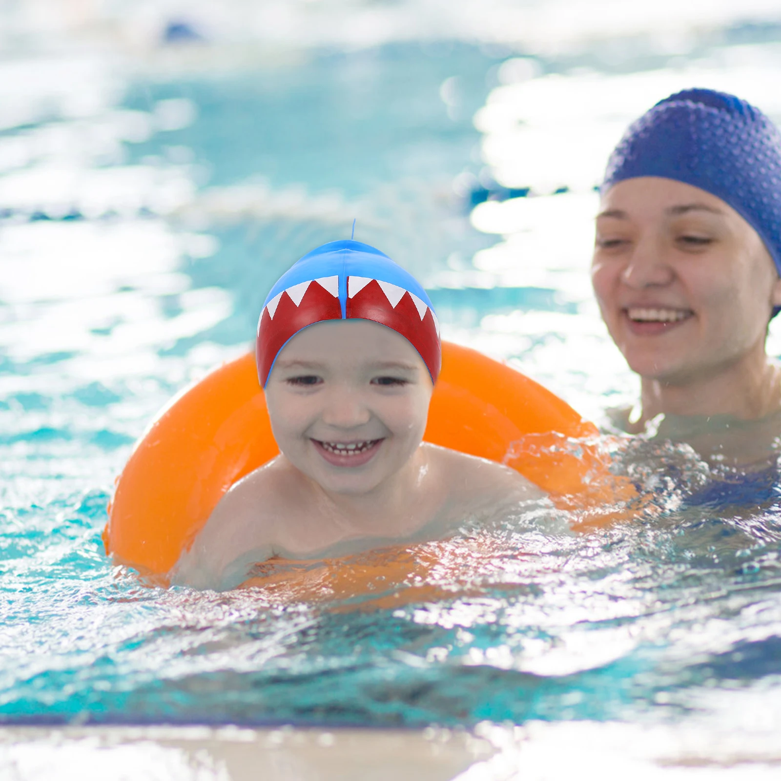 

Adorable Toddler Swim Caps Silicone Kids Waterproof Swim Hats Anti-Slip Flexible Easy on Off Protect Ears Hair Corrosion