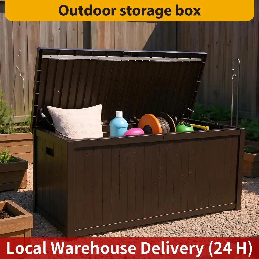 

120 галлонов водонепроницаемый устойчивый к ультрафиолетовому излучению ящик для хранения на открытом воздухе, коробка для террасы из смолы, запираемый наружный ящик для хранения контейнер для патио