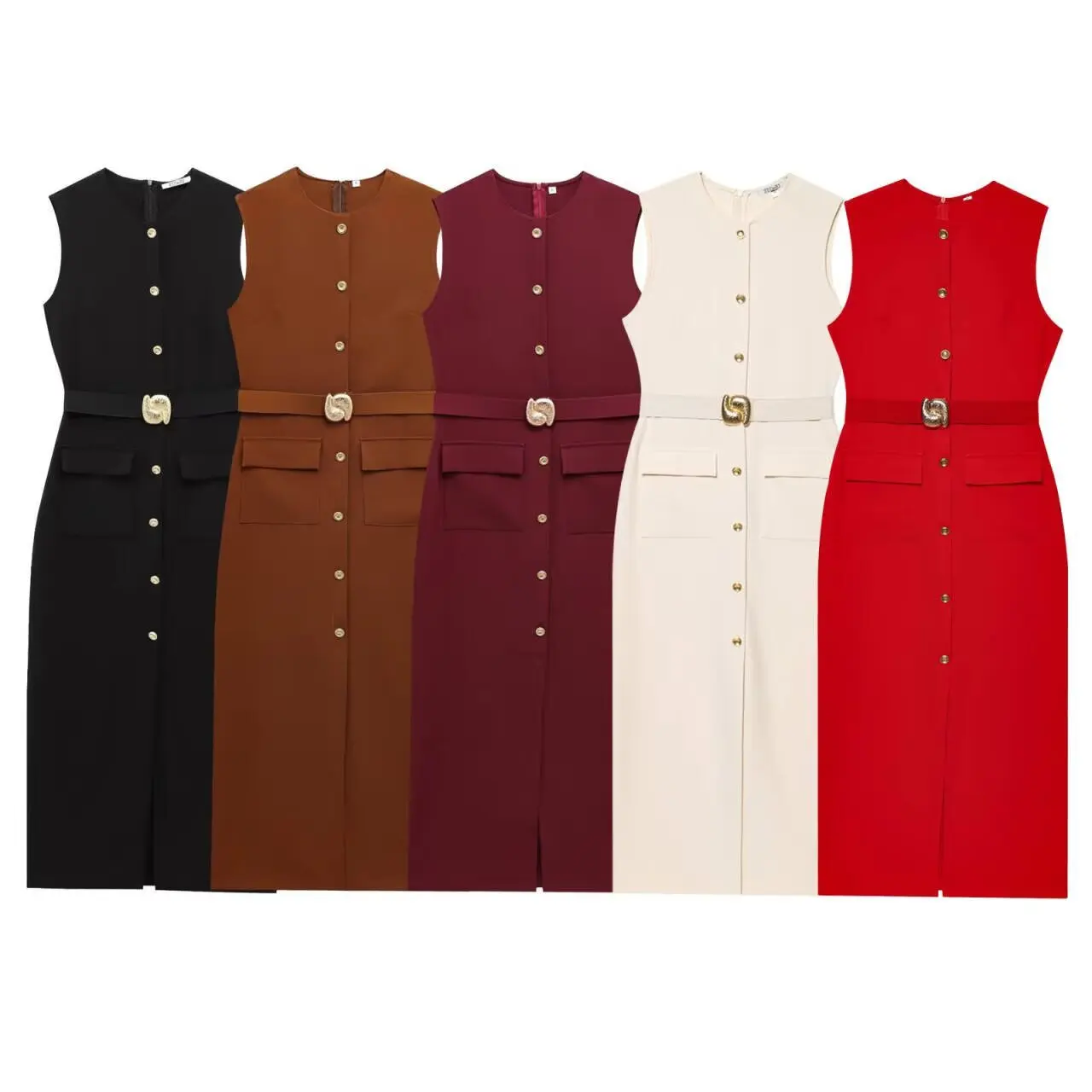 

2025 Women Dress Elegant Long Dresses Sleeveless Round-Neck Waist-Defining Dress for Women Slimming and Versatile Long Dress