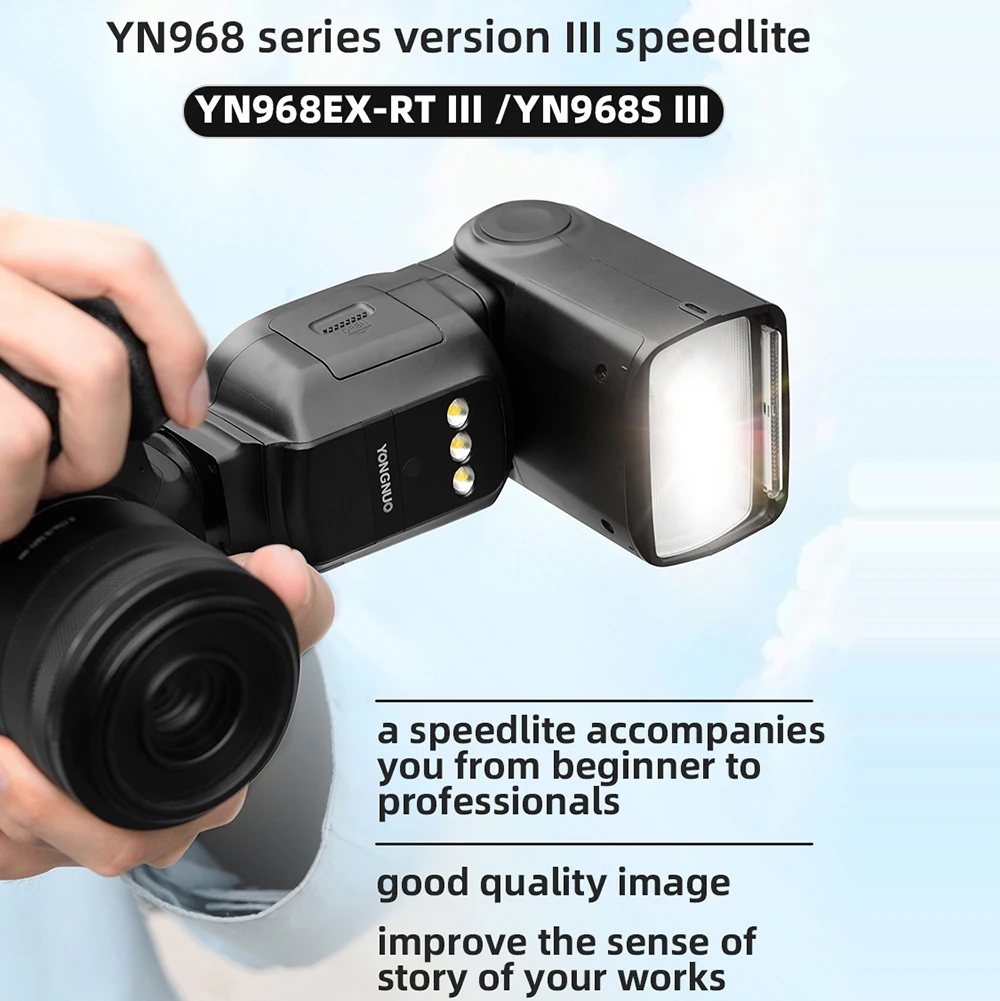 YONGNUO YN968S III GN60 2.4G TTL HSS Speedlite sem fio com luz LED 1/8000s Flash para câmera Sony