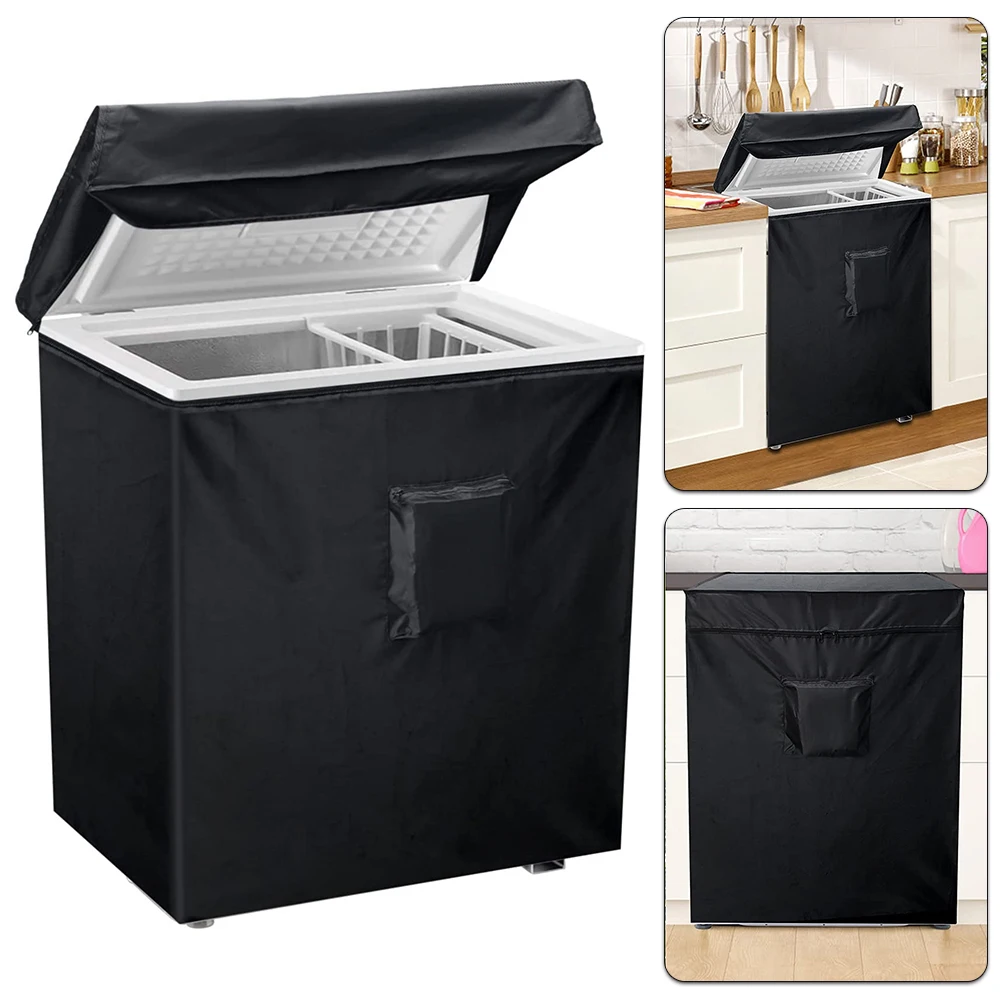 Black Chest Freezer Cover,Chest Freezer Dust Protector,All-Weather Chest Freezer Protector,UV-Resistant Deep Freezer Cover