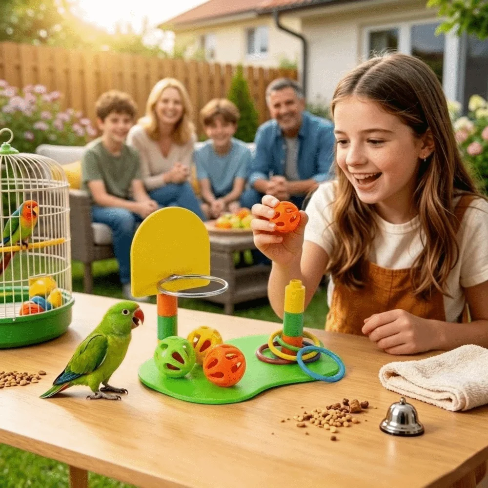 Adjustable Hoop Bird Training Toy Colorful Ring Multi-Piece Set Bird Puzzle Toy Detachable Funny Parrot Toy For African Grey