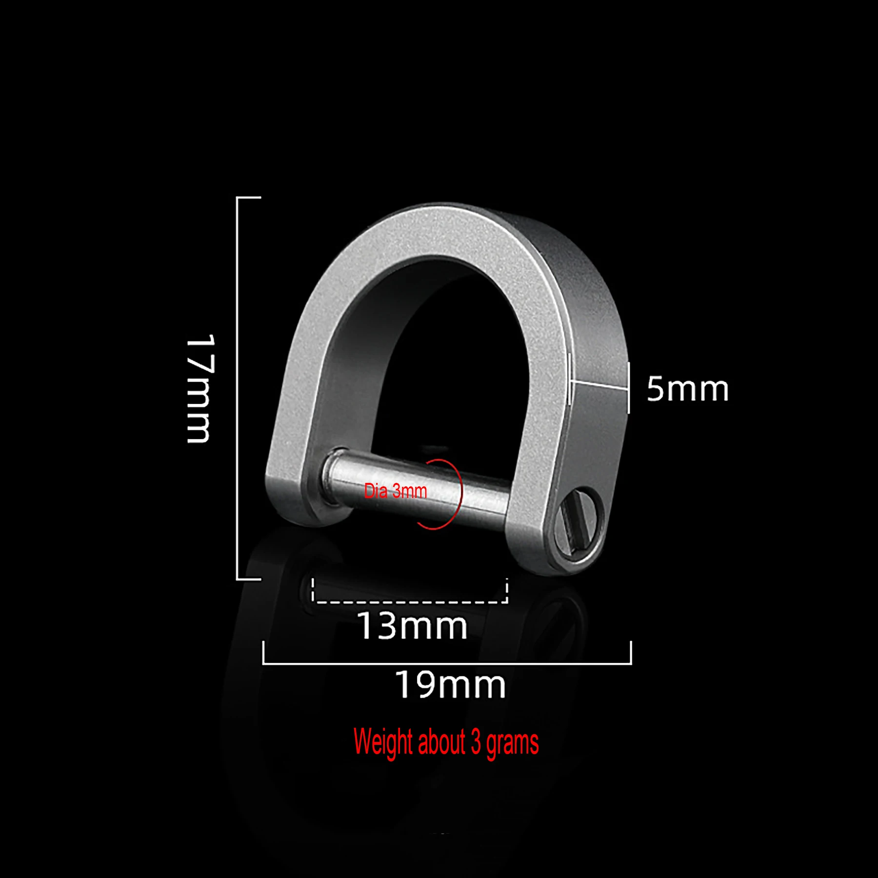 Gray Blue CNC made Super fine Simple TC4 Ti Solid titanium D Shackle joint link connector DIY EDC keychains Key ring FOB lanyard image 4