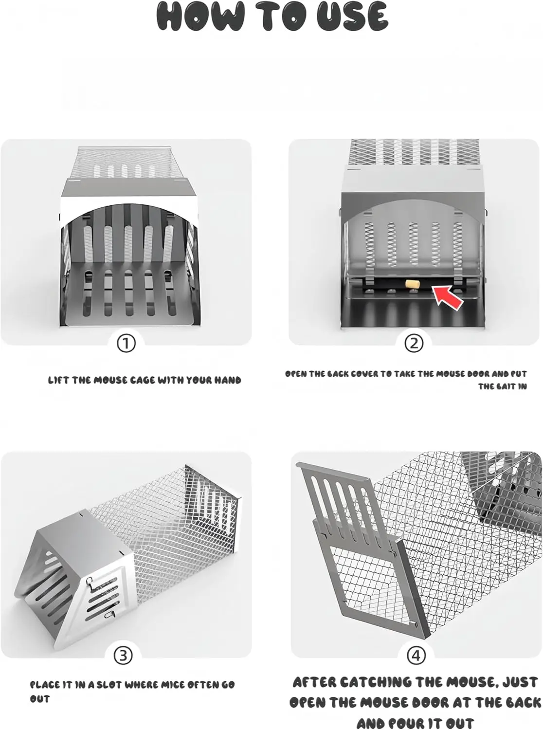 مصيدة فئران أوتوماتيكية، قفص مصيدة فئران بشرية، مصيدة قوارض لايف قابلة لإعادة الاستخدام للفئران والفئران والسنجاب، آمنة وفعالة