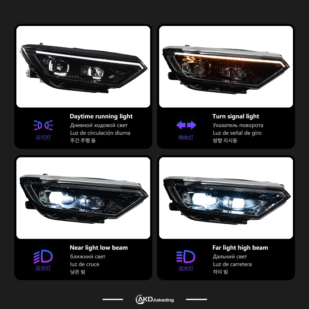Car Styling Head Lamp for VW Passat B8 LED Headlight 2015-2019 Magotan Headlight DRL Hid Head Lamp Angel Eye Bi Xenon Beam
