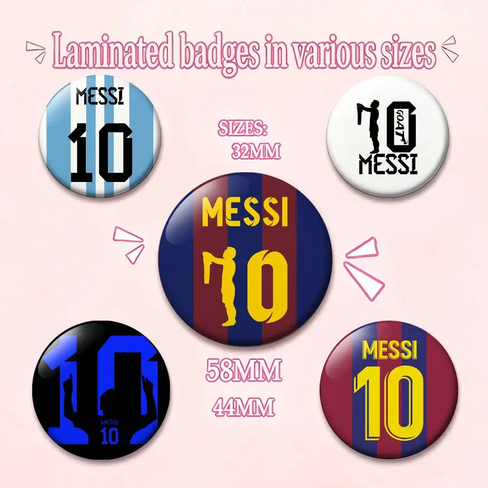 Football M-MessiS 10 Laser Badge Applicable For Backpack Clothes Hats Decor Creative Accessories