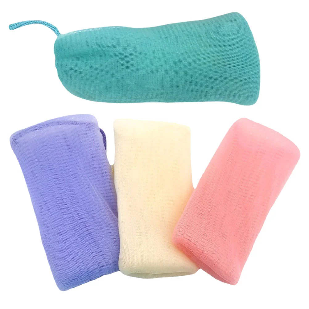 4-delige Bar Zeep Scrubber Pouch Schuimende Mesh Bag Zeepzakken voor Bars Perforatie Klein