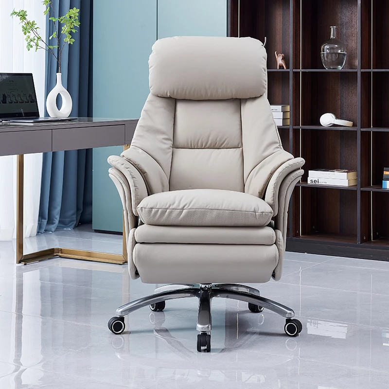 

Modern Smart Electric Office Boss Chair With 8 Point Air-bag Massage High Back Genuine Leather Ergonomic Office Chairs