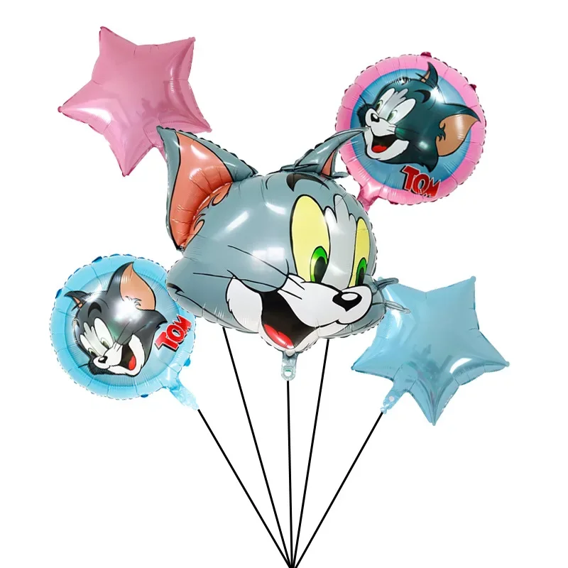 New Tom and Jerry Cartoon Balloon 5-piece Set for Children's Toys Party Aluminum Film Balloon