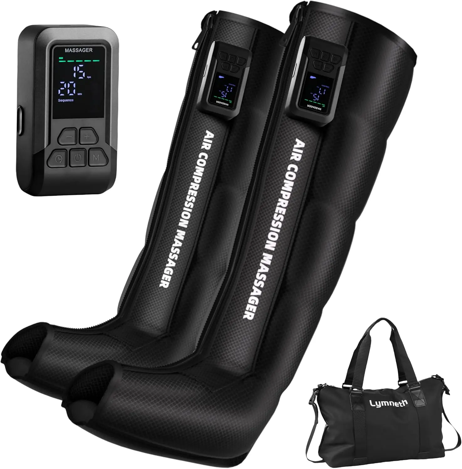 Air Compression Leg Massager for Circulation and Pain Relief, Cordless Full Leg Recovery Boots with Dual Controller
