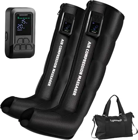 Air Compression Leg Massager for Circulation and Pain Relief, Cordless Full Leg Recovery Boots with Dual Controller