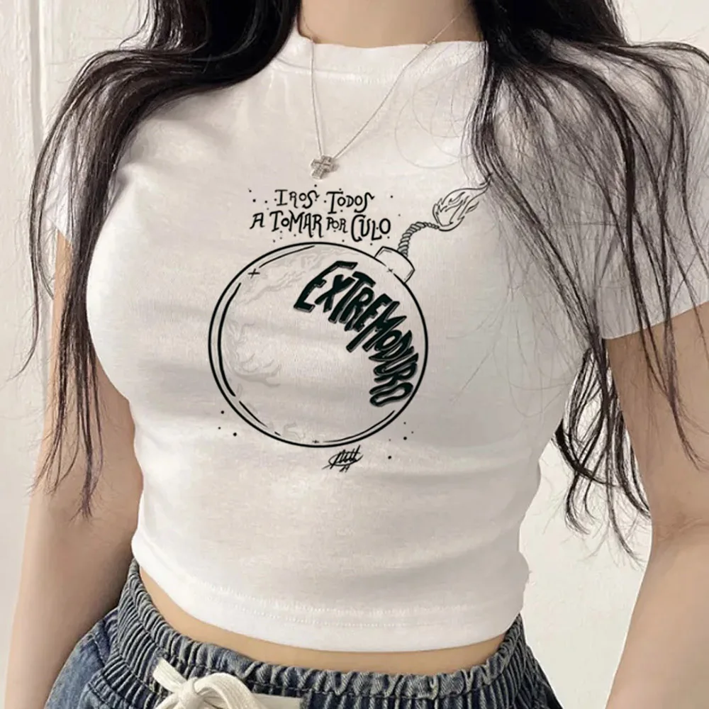 Extremoduro cropped top girl emo dollette scene  streetwear t shirt funny anime dollette grunge summer