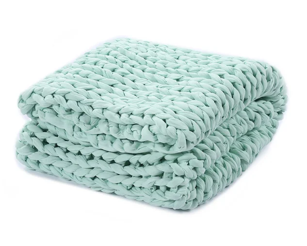 Handmade Cotton Chunky Knitted Weighted Throw Blankets Winter Heavy  Adult Blanket