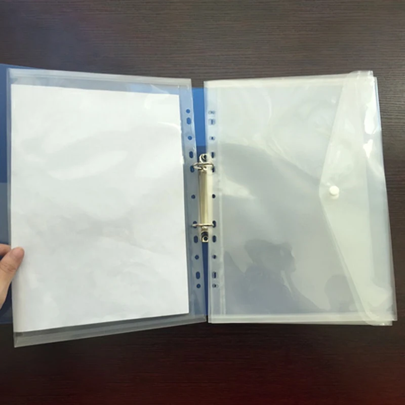 10Pcs 11 Hole Transparent A4 Document File Bag Plastic Folder File Bill Envelope Storage Bag Data School Paper Bag