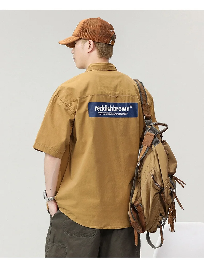 

Men's Short Sleeve Shirt Summer Thin Casual Multi-Pocket Workwear Lightweight Fashionable Youth Standard Fit Clean Iron-Free