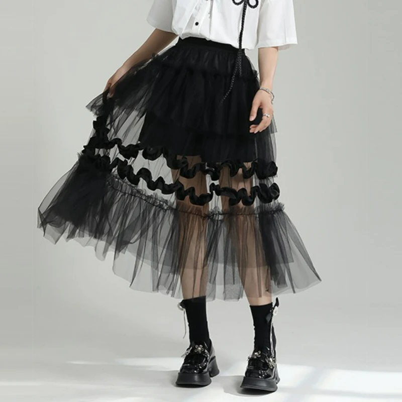 

Сетчатая лоскутная юбка для женщин, летние брюки 2023, юбка нестандартной формы, многослойная юбка-торт