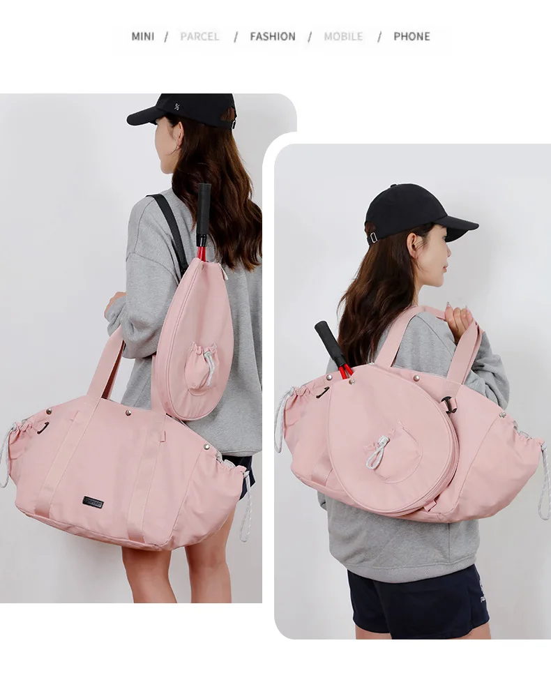 Women Tennis Racket Bag 2 in 1 Detachable Pickleball Bag Badminton Handbag Waterproof Large Capacity Single Shoulder Travel Bags