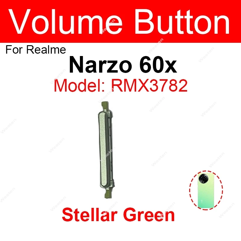 Tombol Volume daya untuk Realme Narzo 60 60x60 Pro N65 Note 50 4G 5G tombol Volume daya bagian pengganti tombol samping atas bawah