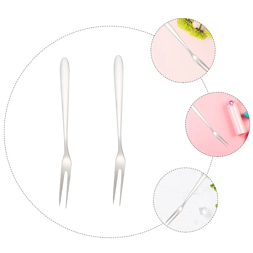 

2pcs Stainless Steel Fruit Forks Smooth Finish For Dessert Cake Appetizer Hotel Party Kitchen Tableware