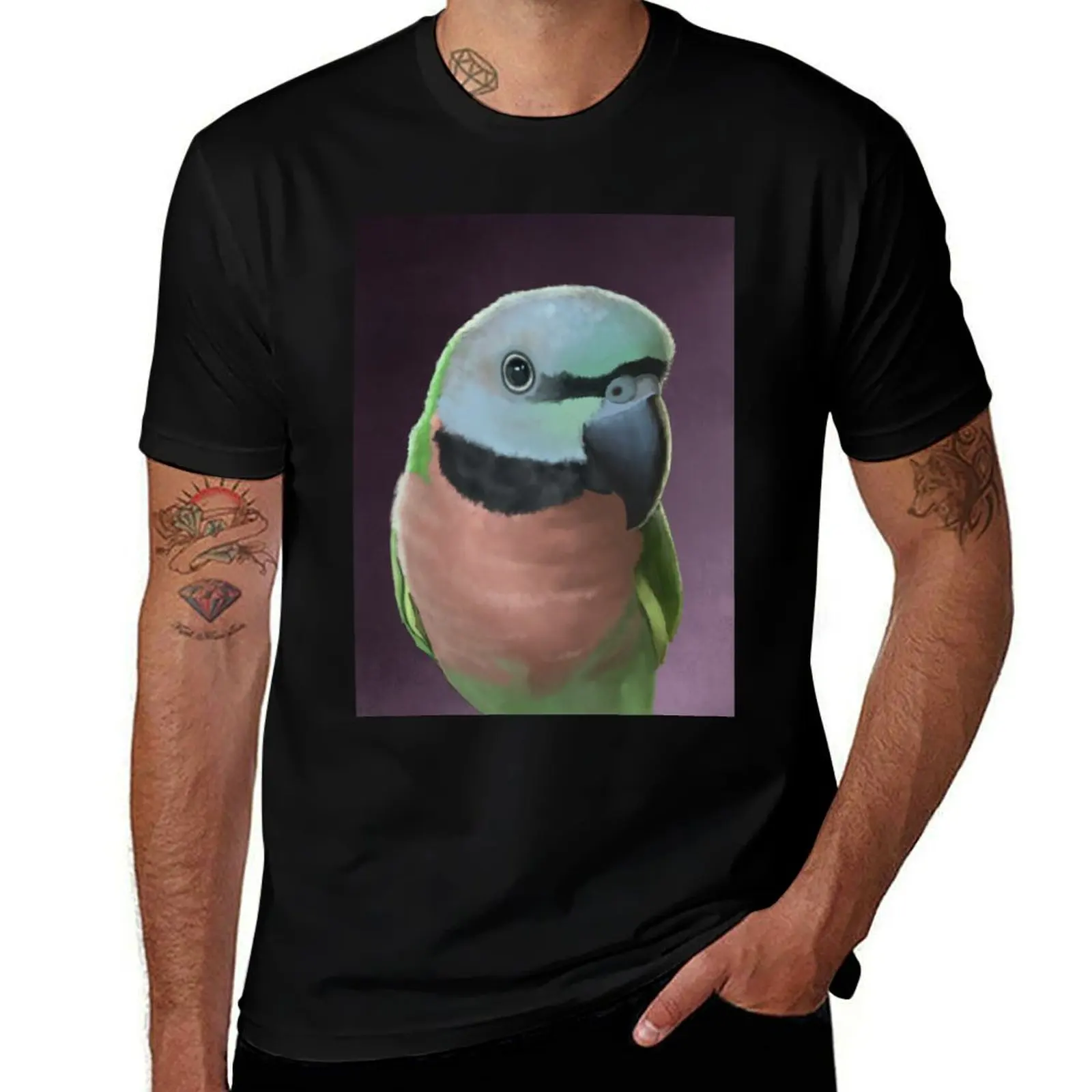 Mustache Parakeet (Female) T-Shirt Independence Day Short Sleeve T-Shirt