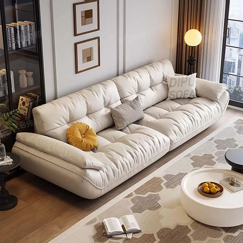 Sectional Living Room Sofa Genuine Leather Comfortable Lounge Sofa Luxury Minimalist Divano Soggiorno Di Lusso Room Decor image 2