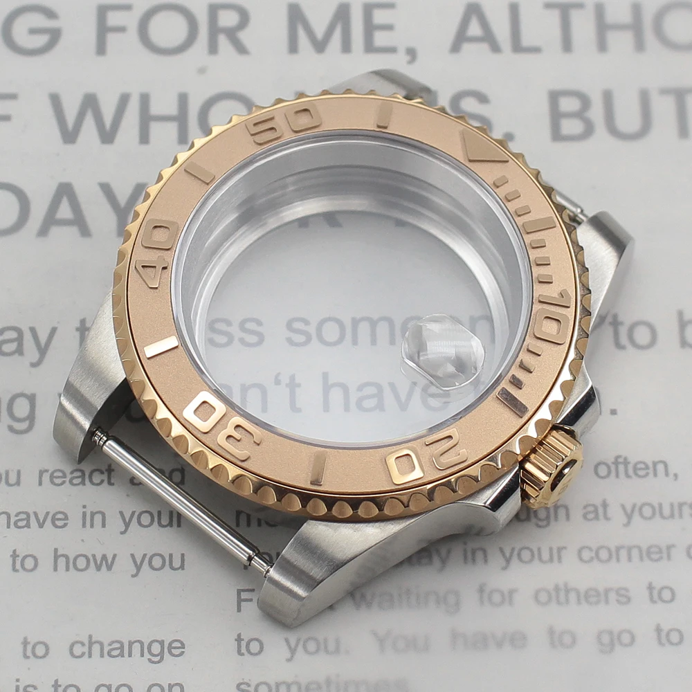 40mm oro rosa argentato cassa dell'orologio NH35 di alta qualità vetro zaffiro per NH35 NH34 NH36 Miyota 8215 ETA 2824 PT5000 GMT SUB Yacht