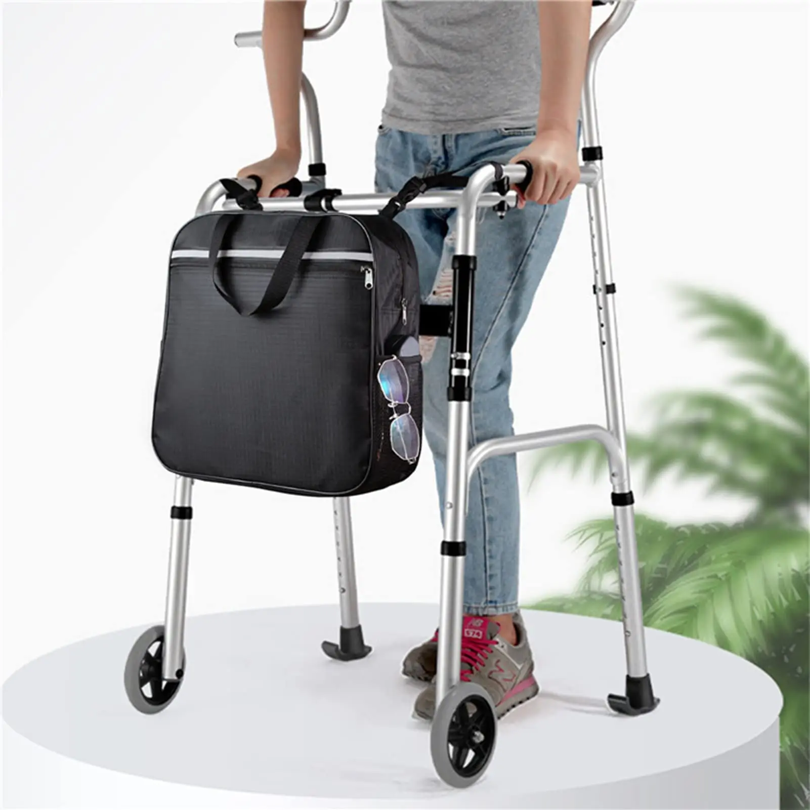 Wheelchair Bag Shopping Mobility Storage Holdall Handle Black for Scooter Walker Frame Storage Handbags Adjustable Organizer Bag