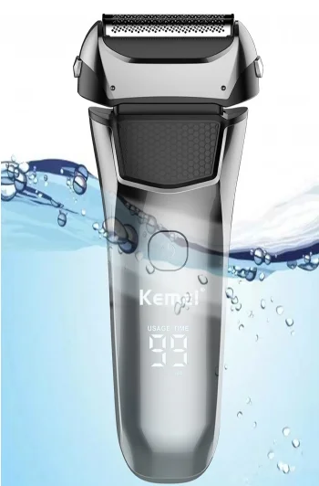 Kemei KM-8512-男性用のデュアルレイヤー電気シェーバー,完全な洗濯機,LCDディスプレイ付き