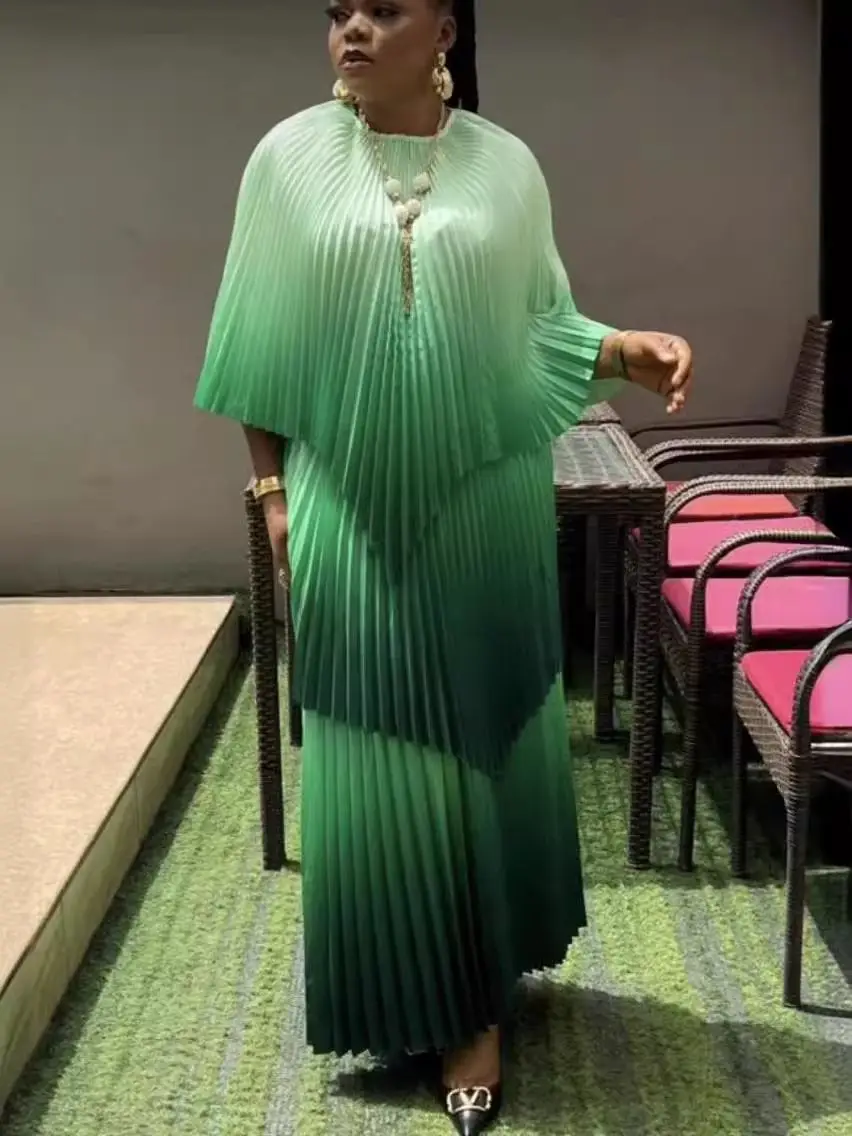 

Miyaki 2-Piece Shawl Set, Asymmetrical Shawl Top + Skirt, Pleated Skirt, Pleated Pleater, Pleated Gradient, Contrasting Color, Elegant, Fashionable and Casual for Ladies