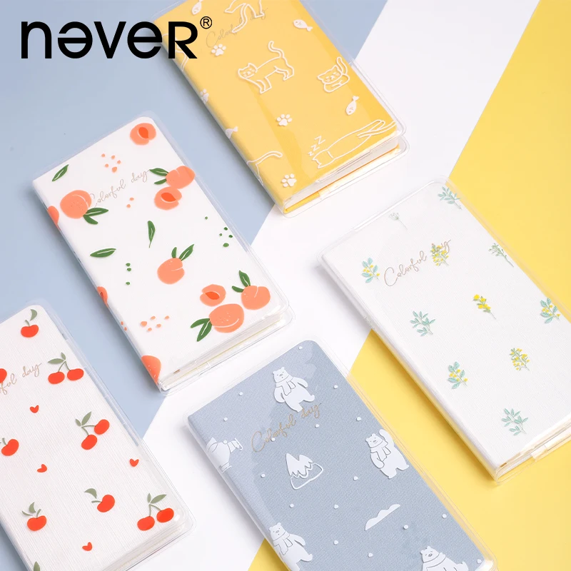 NEVER Kawaii Transparent Cover Weeks Planner Notebook Cover Small Fresh Hand Account Weekly Planner Book Jacket Protector