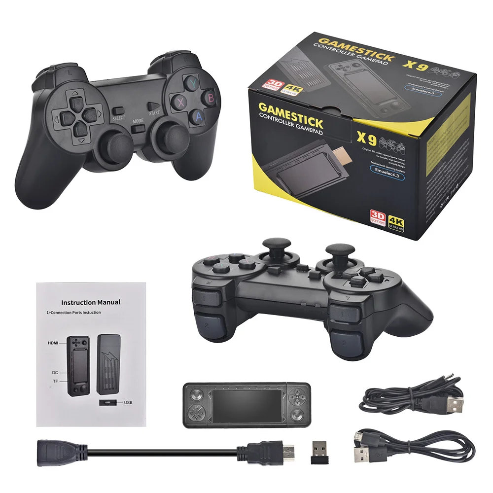 

X9 4k Game Stick 3D 64G 128G 256G Video Game Consoles Wireless Gamepad HD 30000 Games