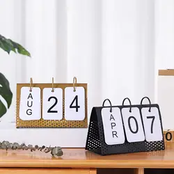 Creative Flip Perpetual Calendar, Table Iron Free Standing Home Office Decorative Simple Decoration Ornaments