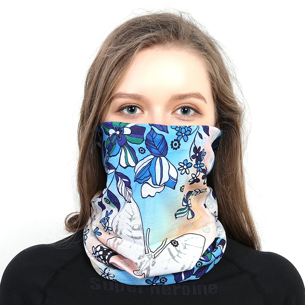2026 Schönes Pfauenfeder-Muster Design Damen Bandana Fahrradschal Schmetterlingsblumen Gesichtsmaske Sturmhaube Schlauchkopftuch – Detail 7