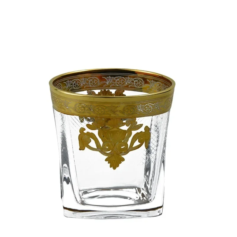 

European hand-painted gold crystal glass, whiskey cup