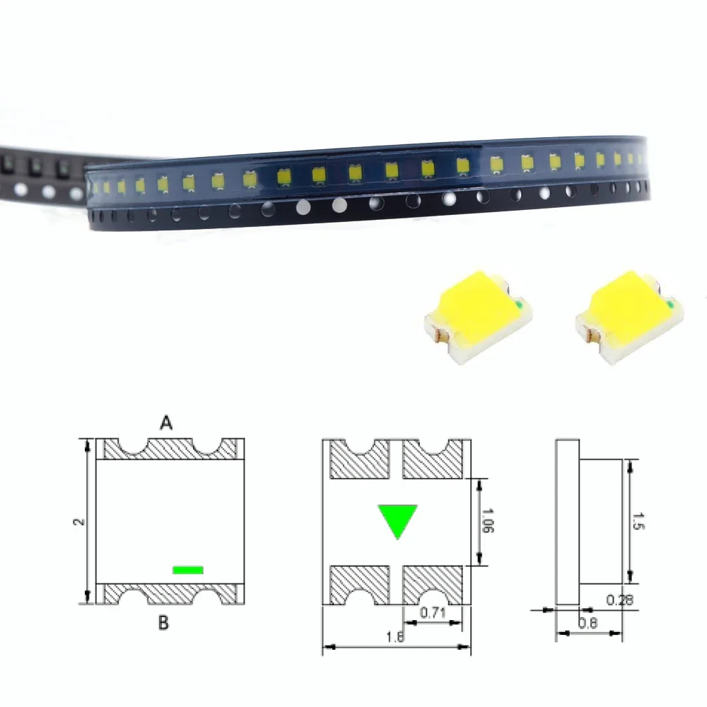 1000Pcs 0805 White Red Green Blue Yellow SMD LED Chips 2.0~3.0V Super Bright Lamp Highlight Light Emitting Diode Patch Lighting