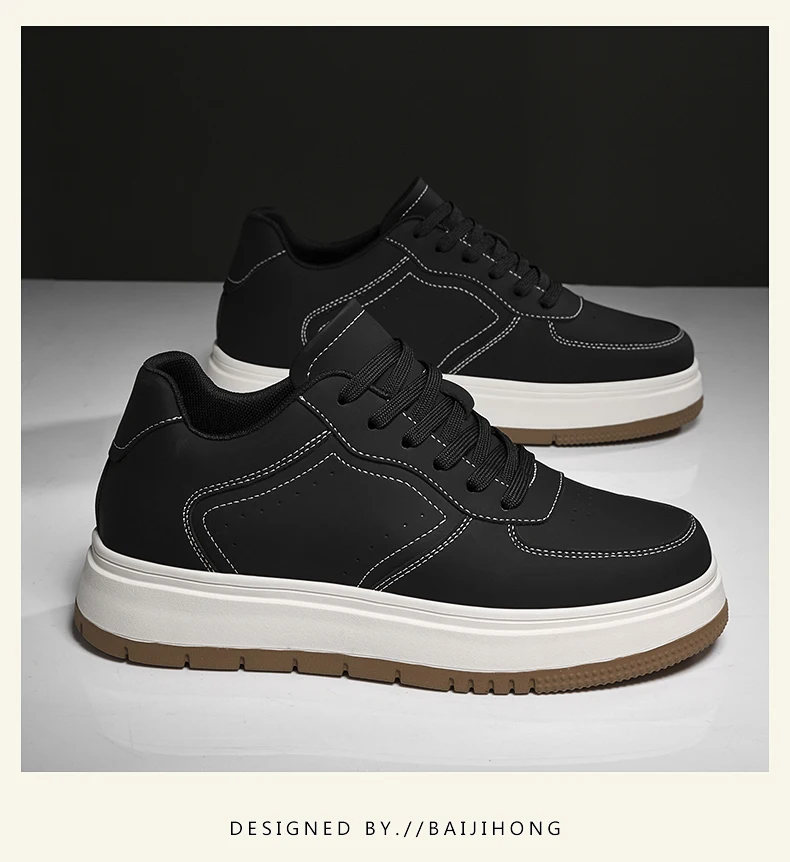 New Height-increasing Shoes for Men: 10CM-8CM-6CM Invisible Height-increasing Sports Shoes, White Sports Shoes, Large Size 37-44