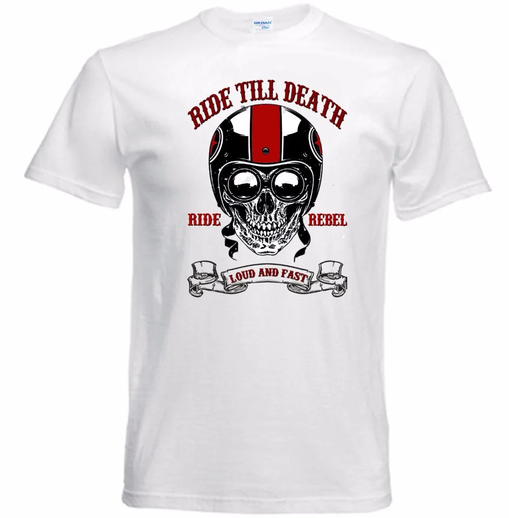 Summer Fashion Summer Motorcycle Fast Skull Riding A Biker Cafe Racer Helmet Skull New Cotton T-Shirt Brand Men's Tee Shirt