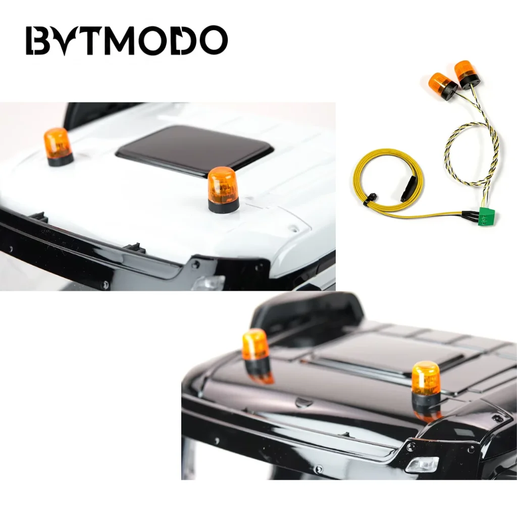 2PCS LED Beacon Rotating Warning Light 360 Degree for 1/14 Tamiya RC Truck Tractor SCANIA VOLVO BENZ Arocs MAN TGX DIY Upgrade