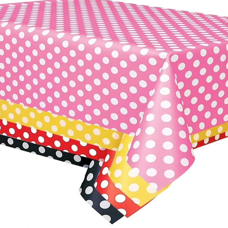 Plastic Disposable Dot Tablecloth Birthday Party Wedding Christmas Table Cover Wipe Covers Rectangle Desk Cloth Decor