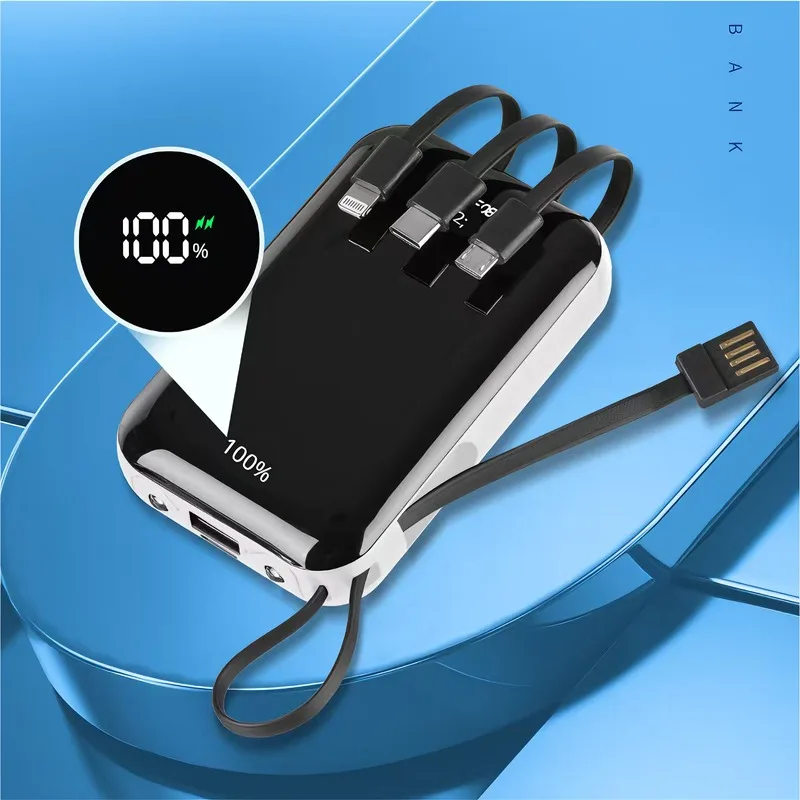 22.5W Fast Charging Built-in Cables Mini Power Bank, Digital Display Portable Travel Battery Pack, Compact Lanyard Emergency Charger for iPhone Android AirPods Outdoor Travel Daily Use view 8
