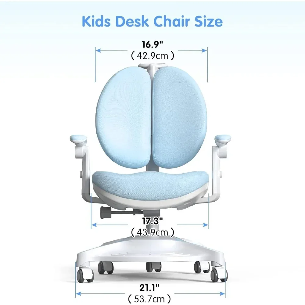 for Desk and Chair for Kids, Height Adjustable Wood Children Study Computer Desk with Large Shelf, Tiltable Desktop