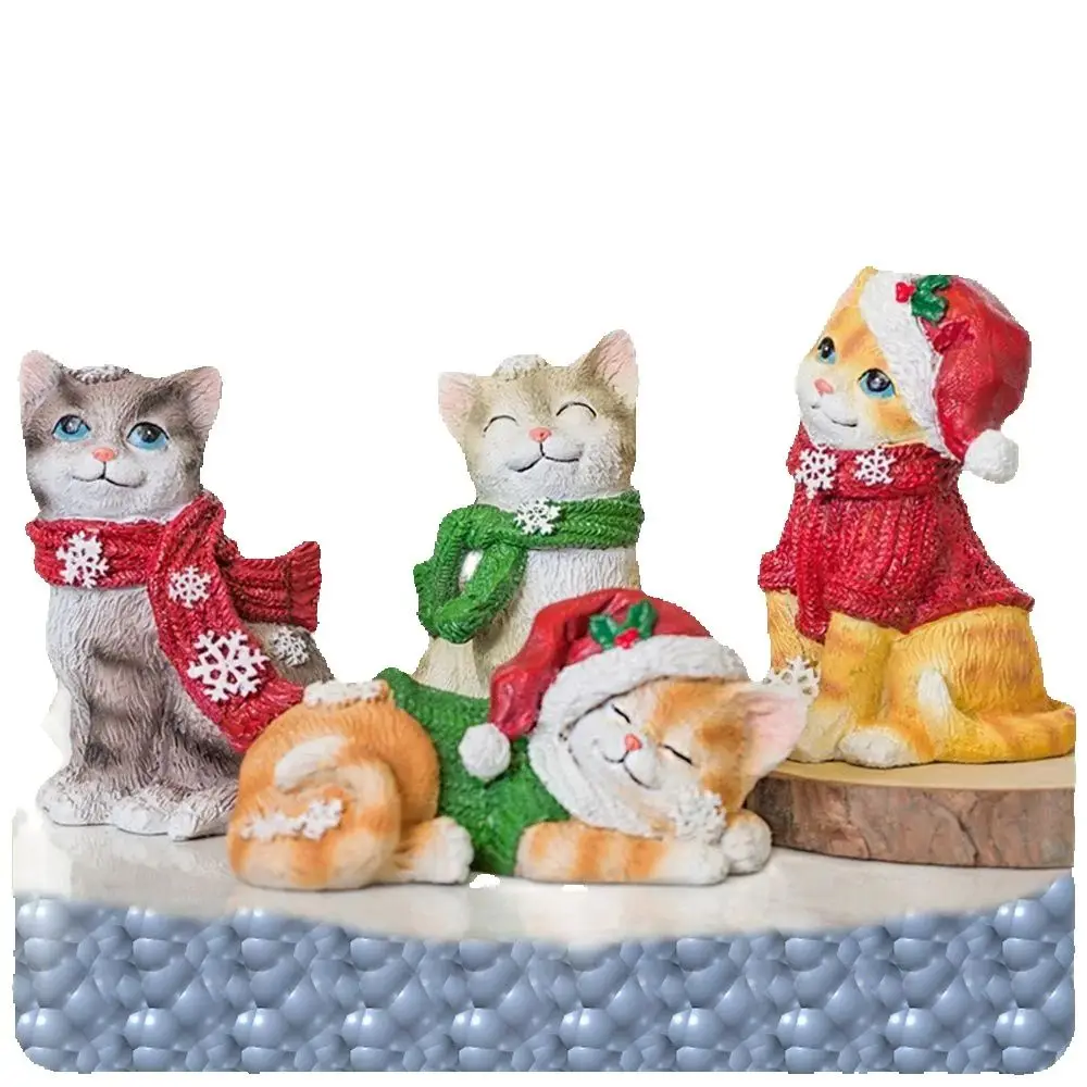 

3D Christmas Cat Silicone Mould Snowflake Kitten Christmas Festival Sugarcraft Chocolate Decor Cake Baking Mold DIY Resin Candle