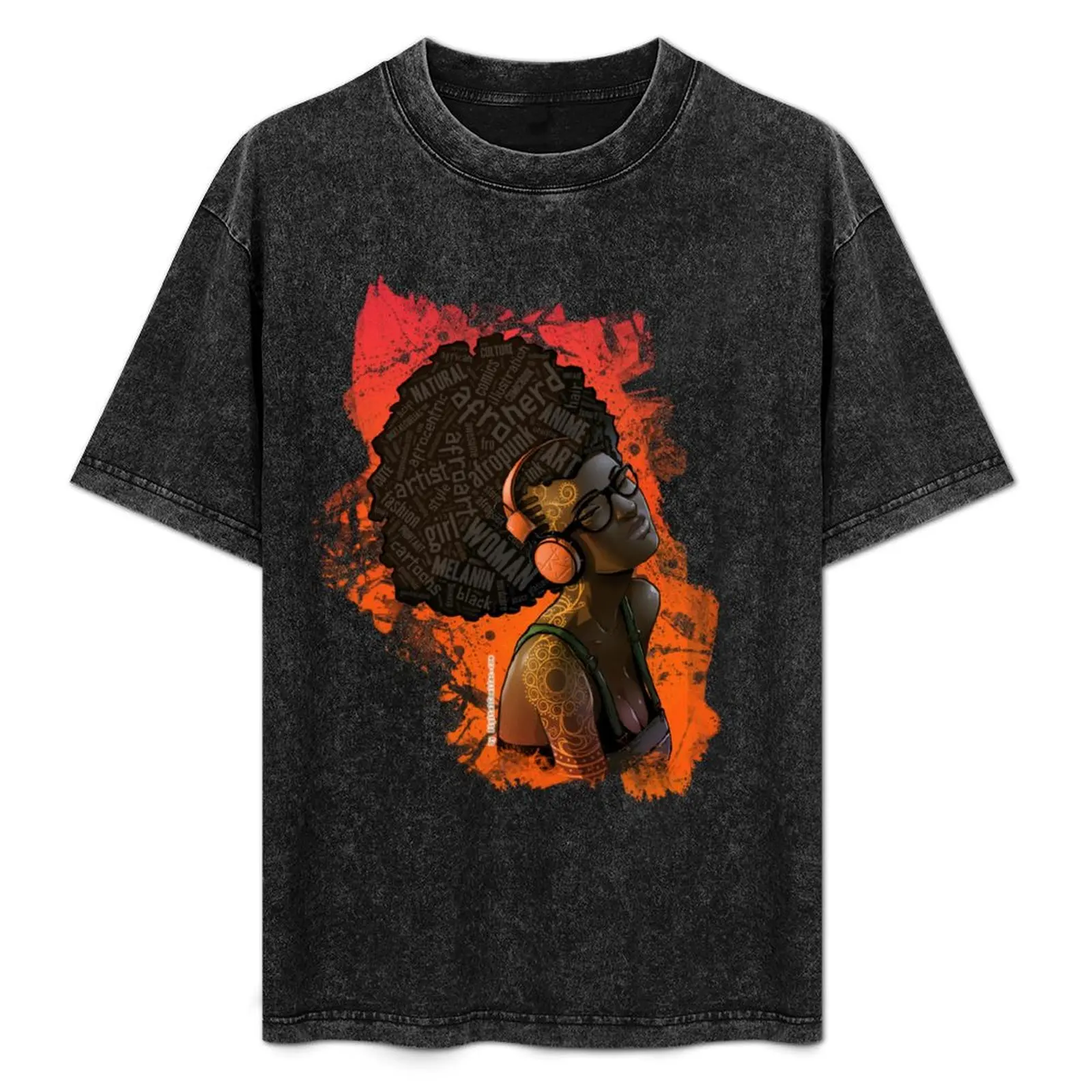 

Afro Nerd Girl II (Orange) T-Shirt Work Outdoor Short Sleeve Tee