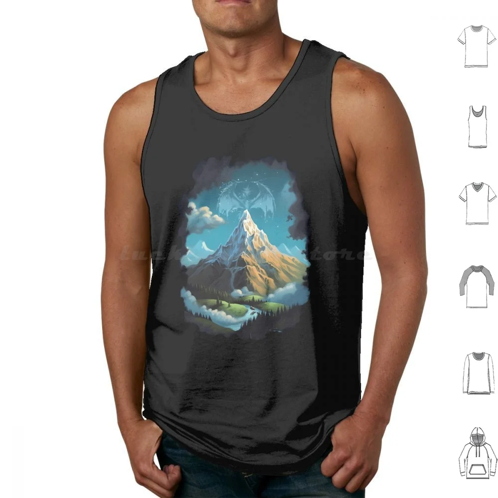 The Lonely Mountain And The Dragon-Fantasy Tank Tops Print Cotton Gandalf Tolkien Mordor Sauron Frodo Bilbo Geek