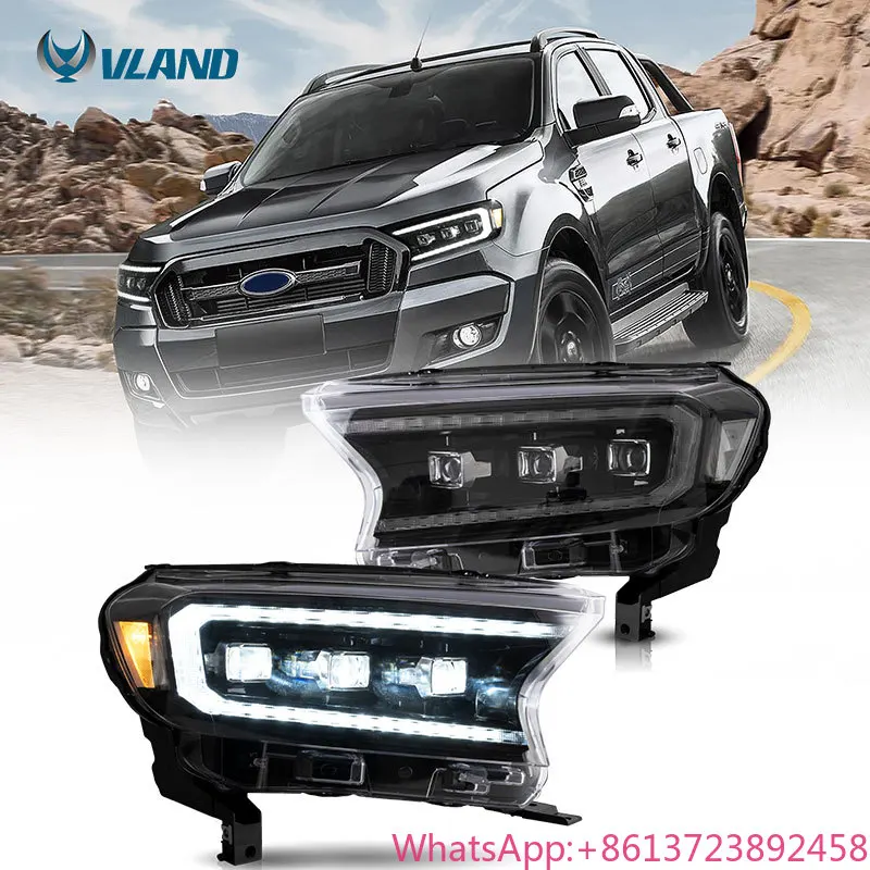 VLAND Full LED Front Lamp Head Lights Assembly 2015-2019 2020 With Dynamic Turn Signal for Ford Ranger T6 T7 T8