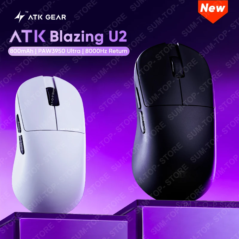 

Беспроводная мышь ATK U2, трехрежимная мышь, легкая Paw3950 Paw3395, 8000 Гц, игровая мышь с низкой задержкой, аксессуары для ПК для FPS Gamer