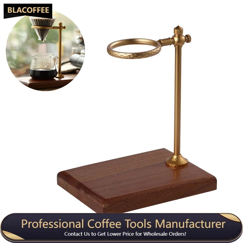 

Manual Coffee Holder Height Adjustable Manual Brew Filter Cup Holder Bar Hand Washing Appliance Solid Wood Coffee Drip Stand